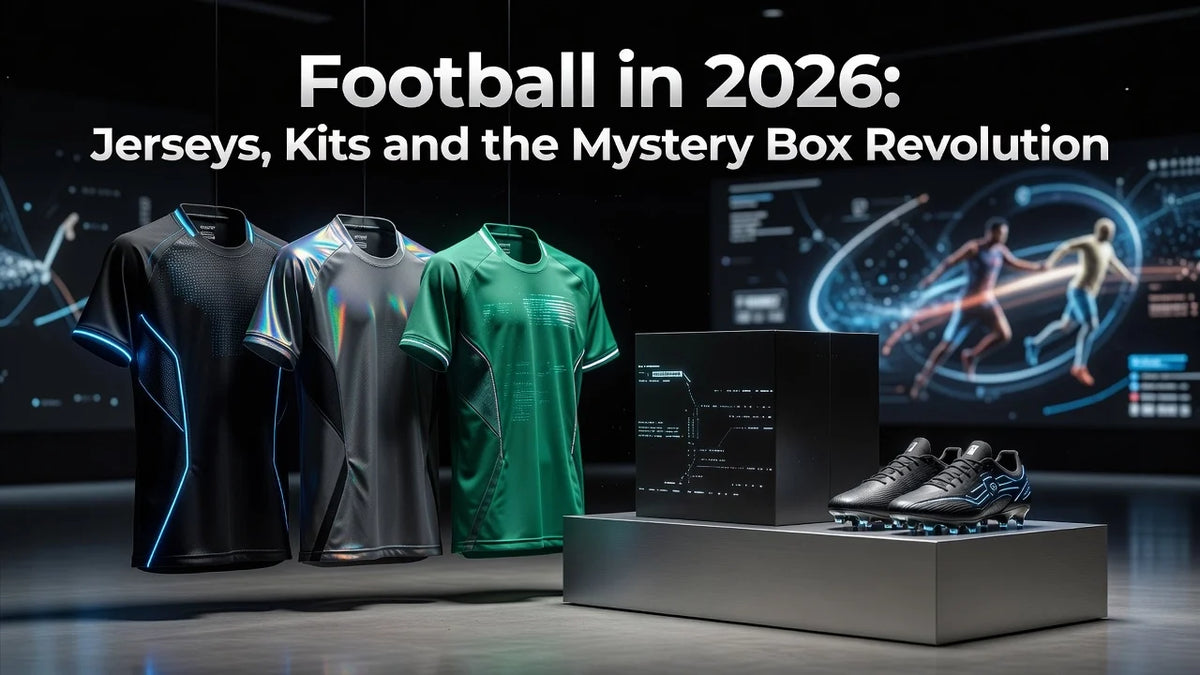 Professional header image for list-based article: Football in 2026: Jerseys, Kits and the Mystery Box Revol...