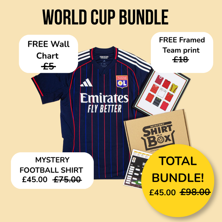 Premium Mystery Football Shirt box from Mystery Shirt in a Box, containing a randomly selected 100% authentic football jersey