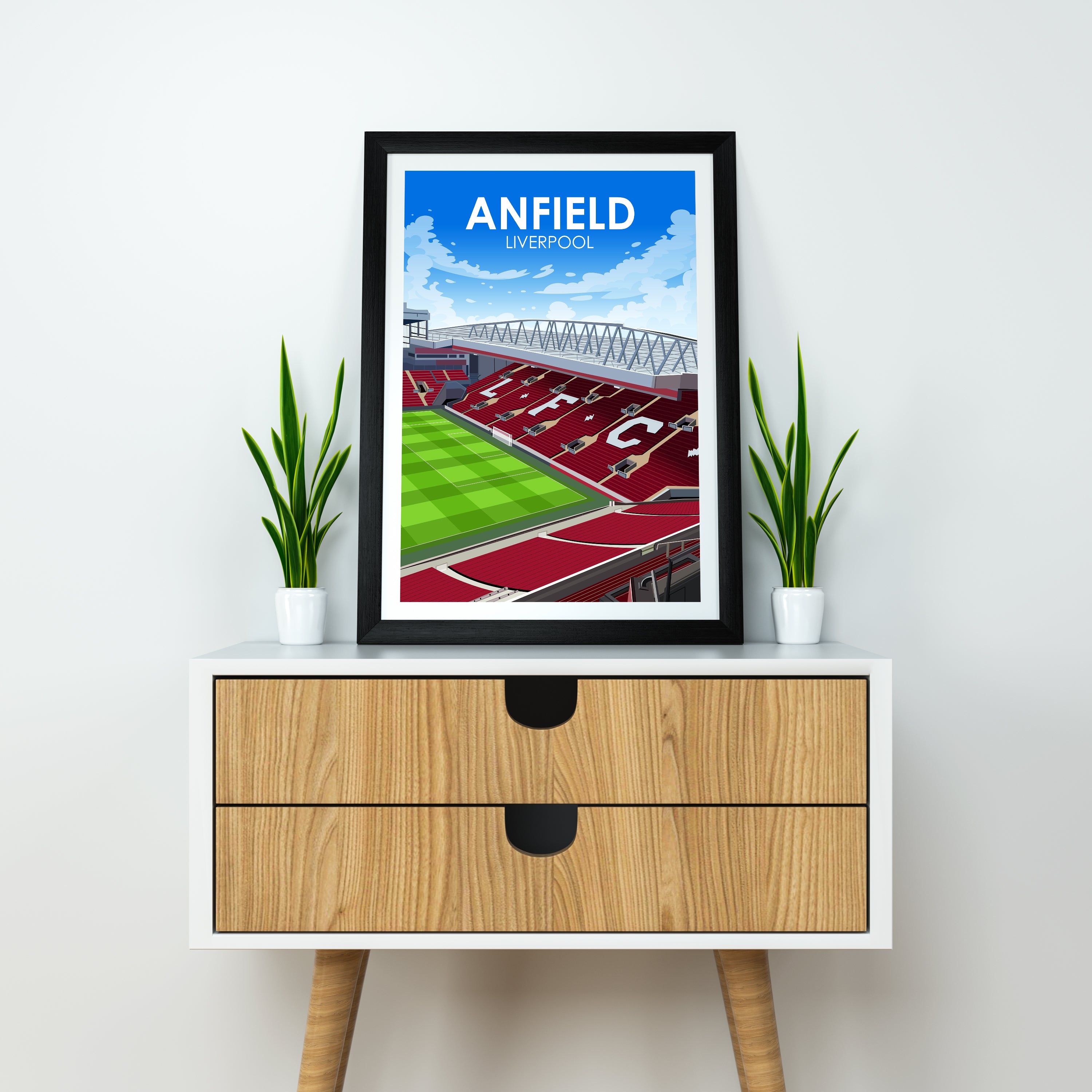 Anfield Schwerer Kunstdruck - Fußballpfosten - Perfektes Geschenk - Geburtstagsgeschenk für ihn