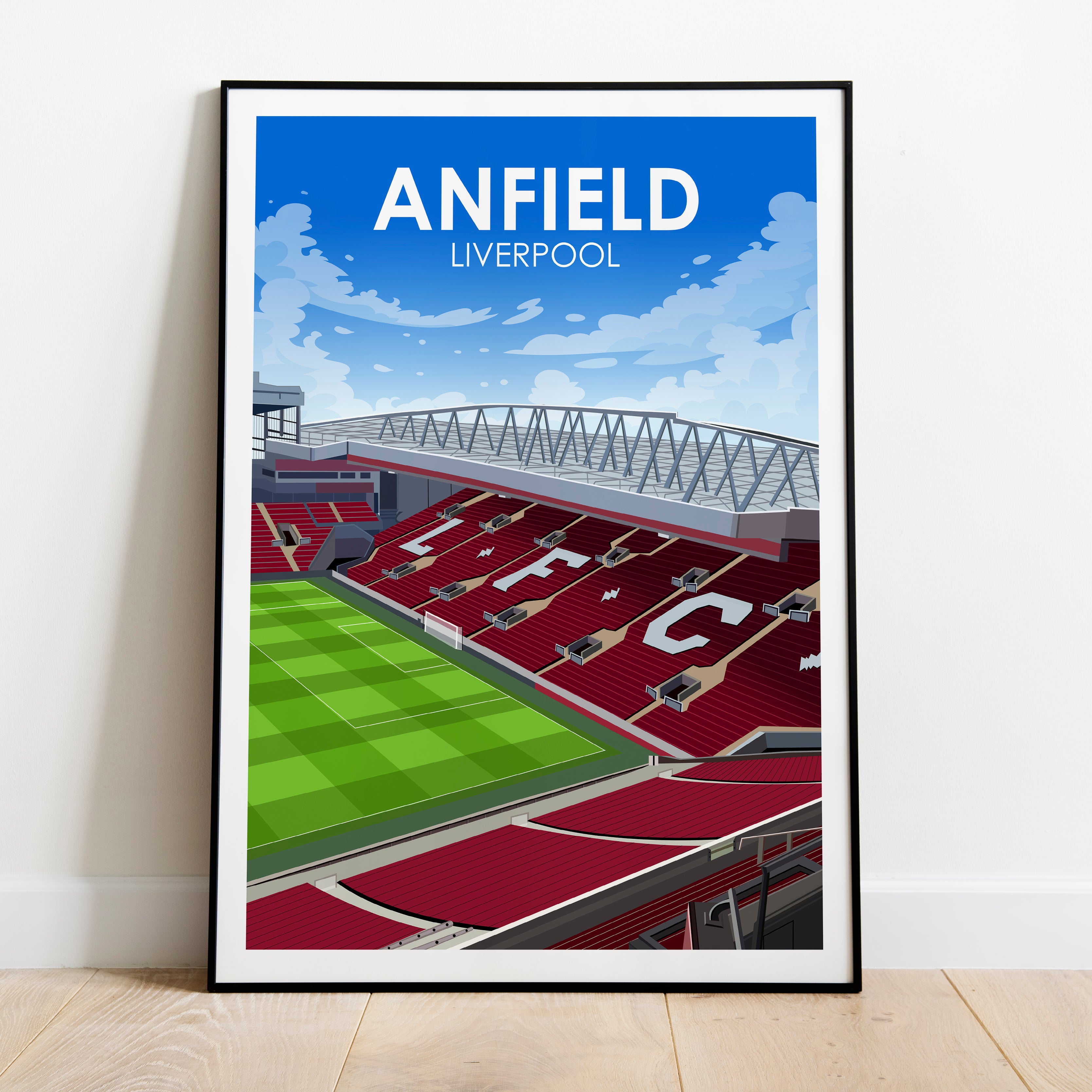 Anfield Schwerer Kunstdruck - Fußballpfosten - Perfektes Geschenk - Geburtstagsgeschenk für ihn