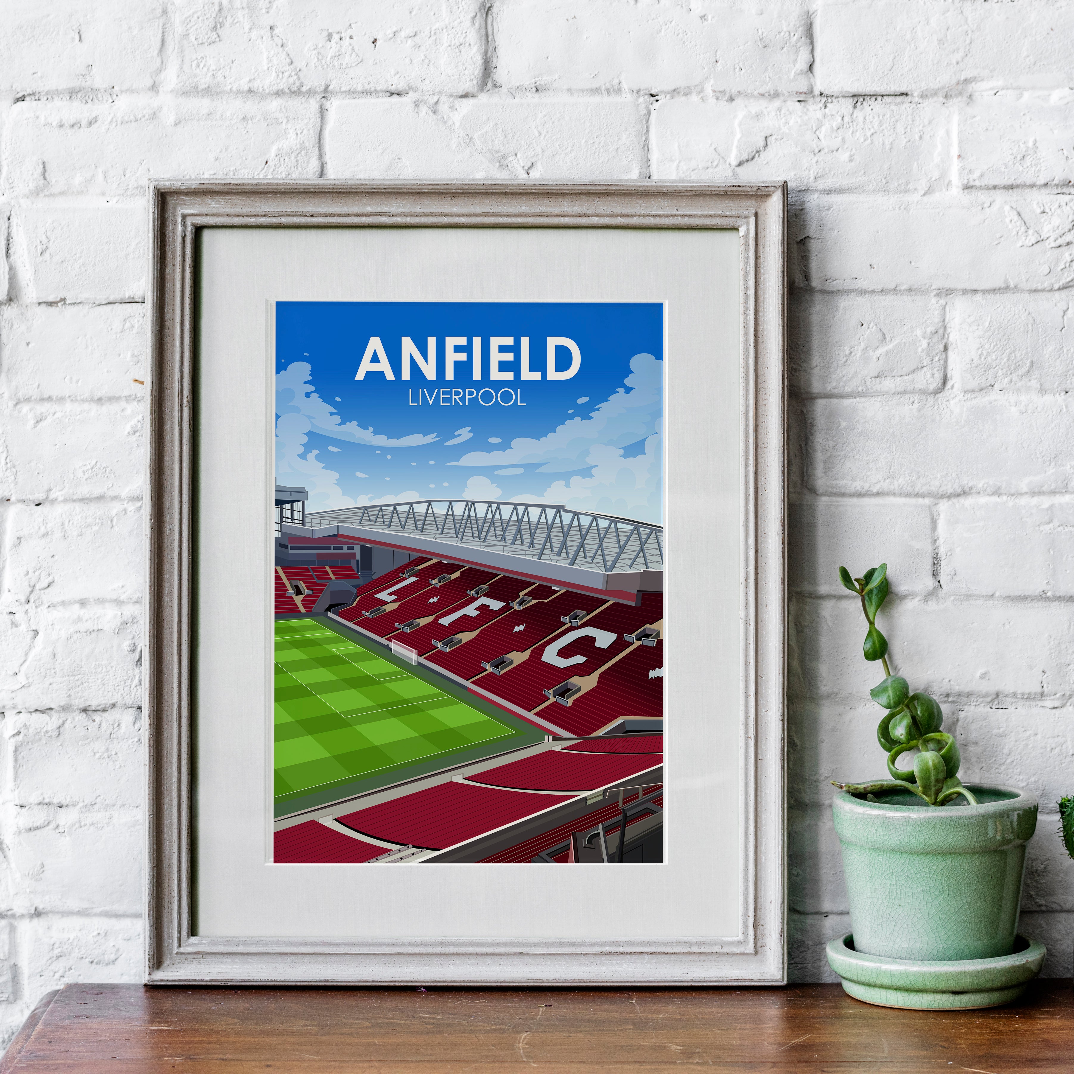 Anfield Schwerer Kunstdruck - Fußballpfosten - Perfektes Geschenk - Geburtstagsgeschenk für ihn