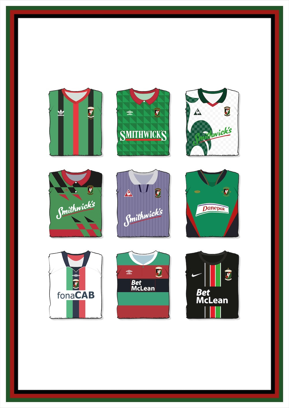 Glentoran Collection Heavyweight Art Print - Football Post - Perfect Gift - Birthday Present for Him