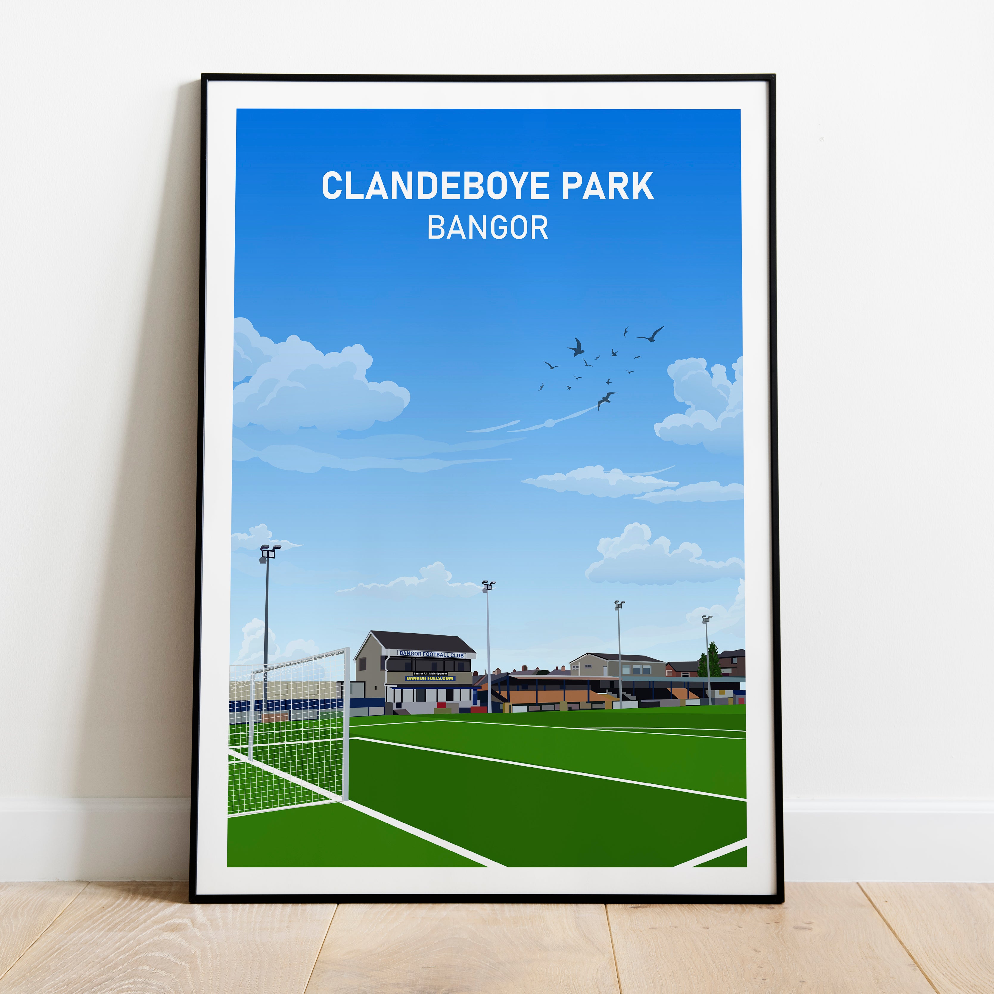 Bangor FC Clandeboye Park Schwerer Kunstdruck - Fußball-Post - Perfektes Geschenk - Geburtstagsgeschenk für Ihn