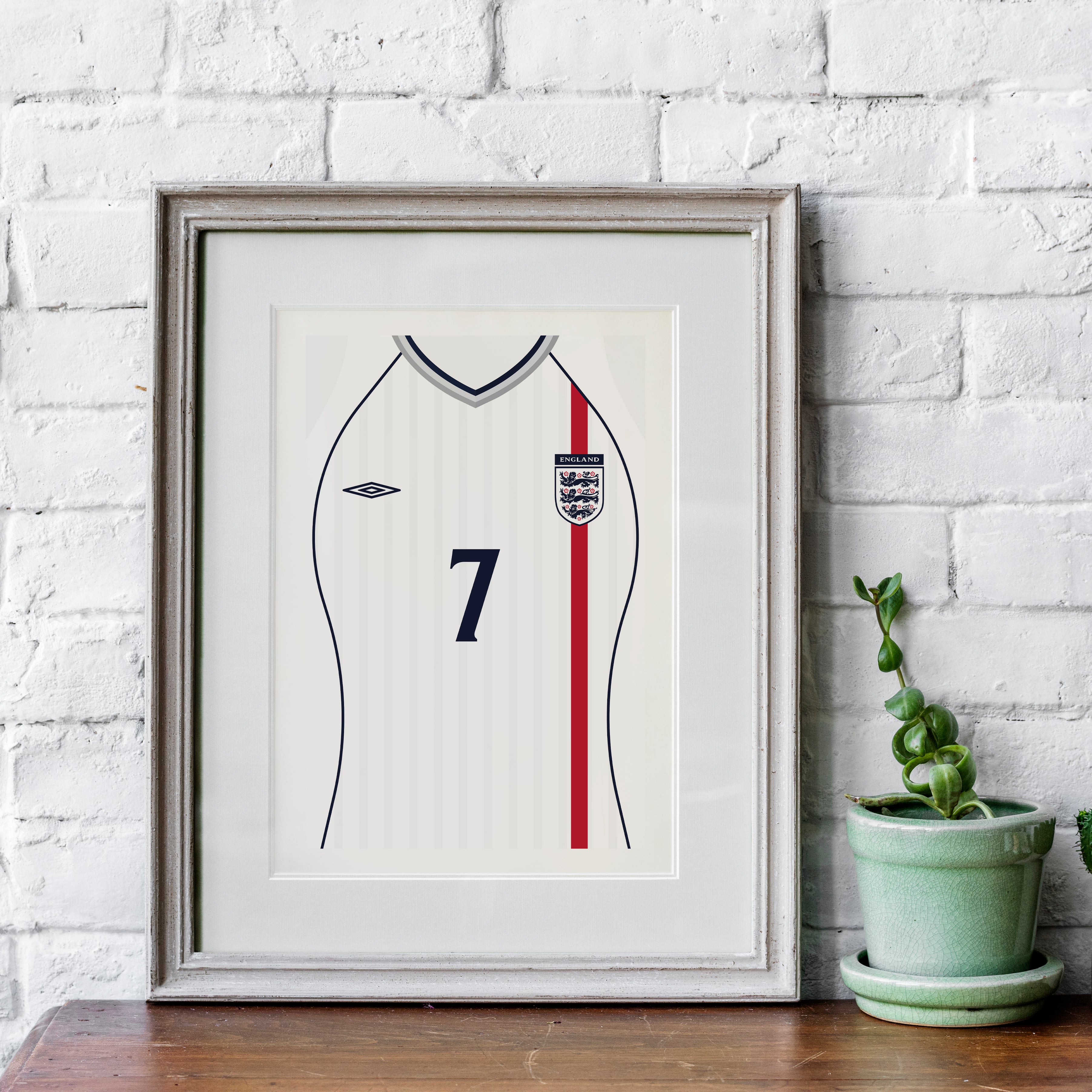 David Beckham Inglaterra 2002 (Anverso) Lámina de Arte Pesada - Postal de Fútbol - Regalo Perfecto - Regalo de Cumpleaños para Él