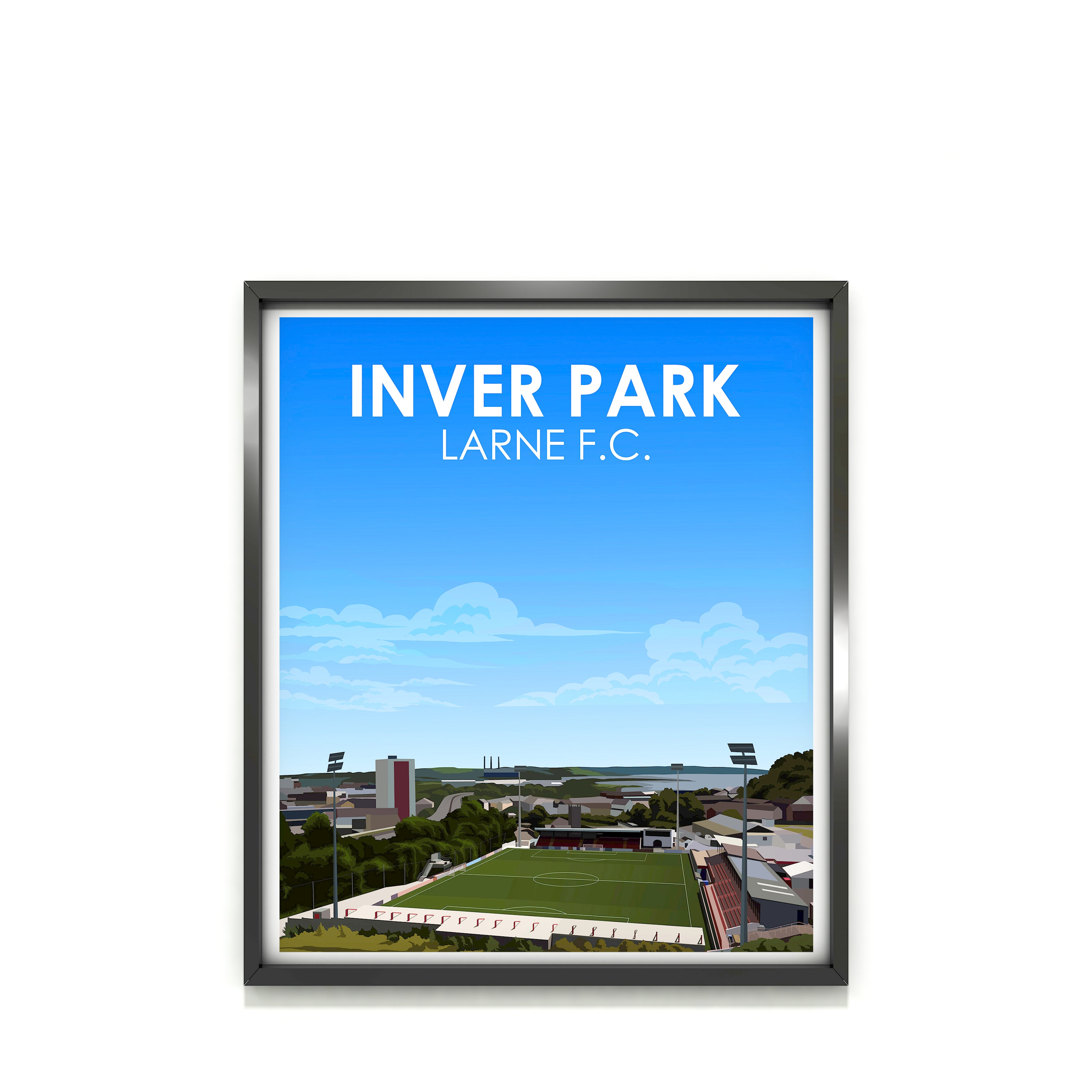 Inver Park Larne FC Schwerer Kunstdruck - Fußballpfosten - Perfektes Geschenk - Geburtstagsgeschenk für ihn