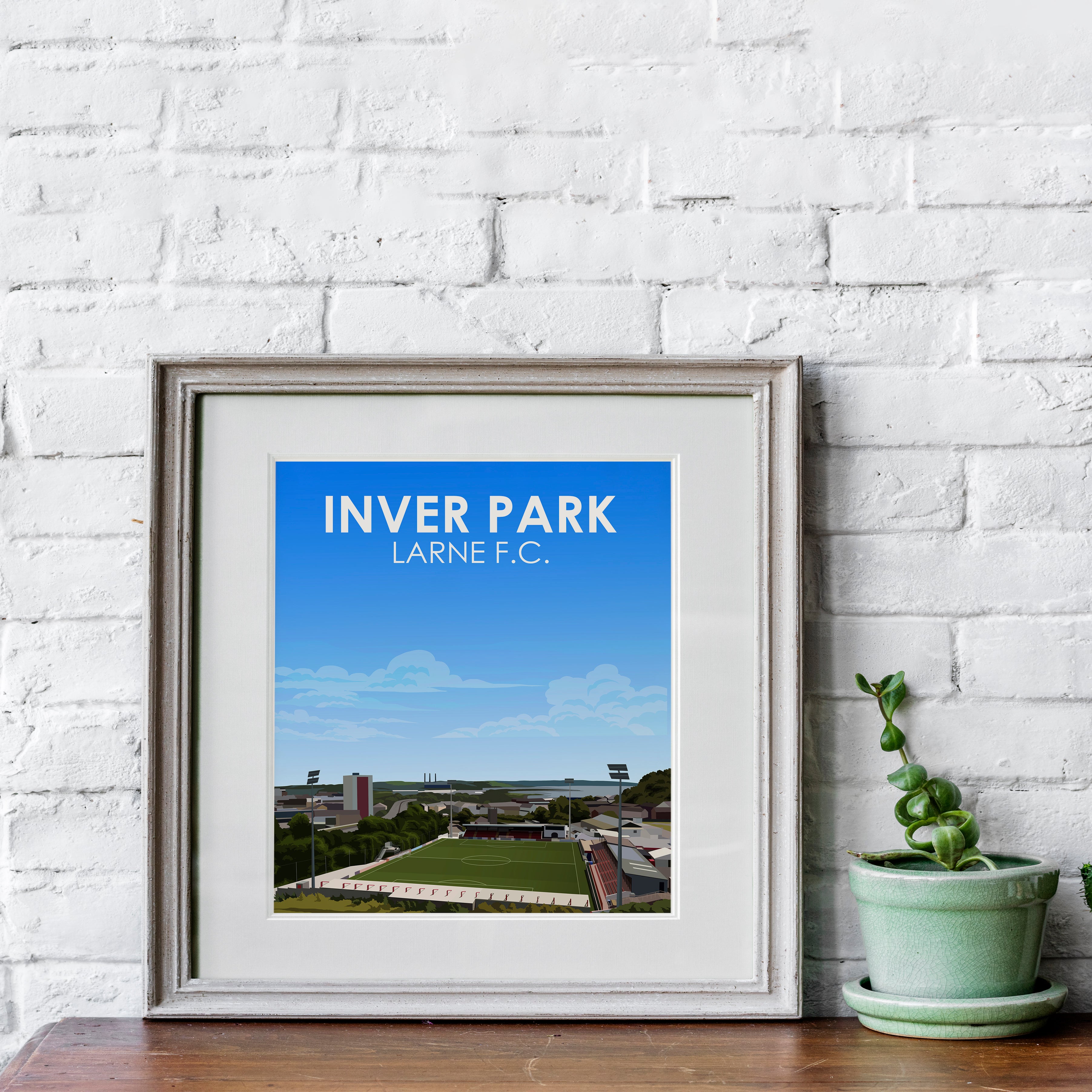 Inver Park Larne FC Schwerer Kunstdruck - Fußballpfosten - Perfektes Geschenk - Geburtstagsgeschenk für ihn