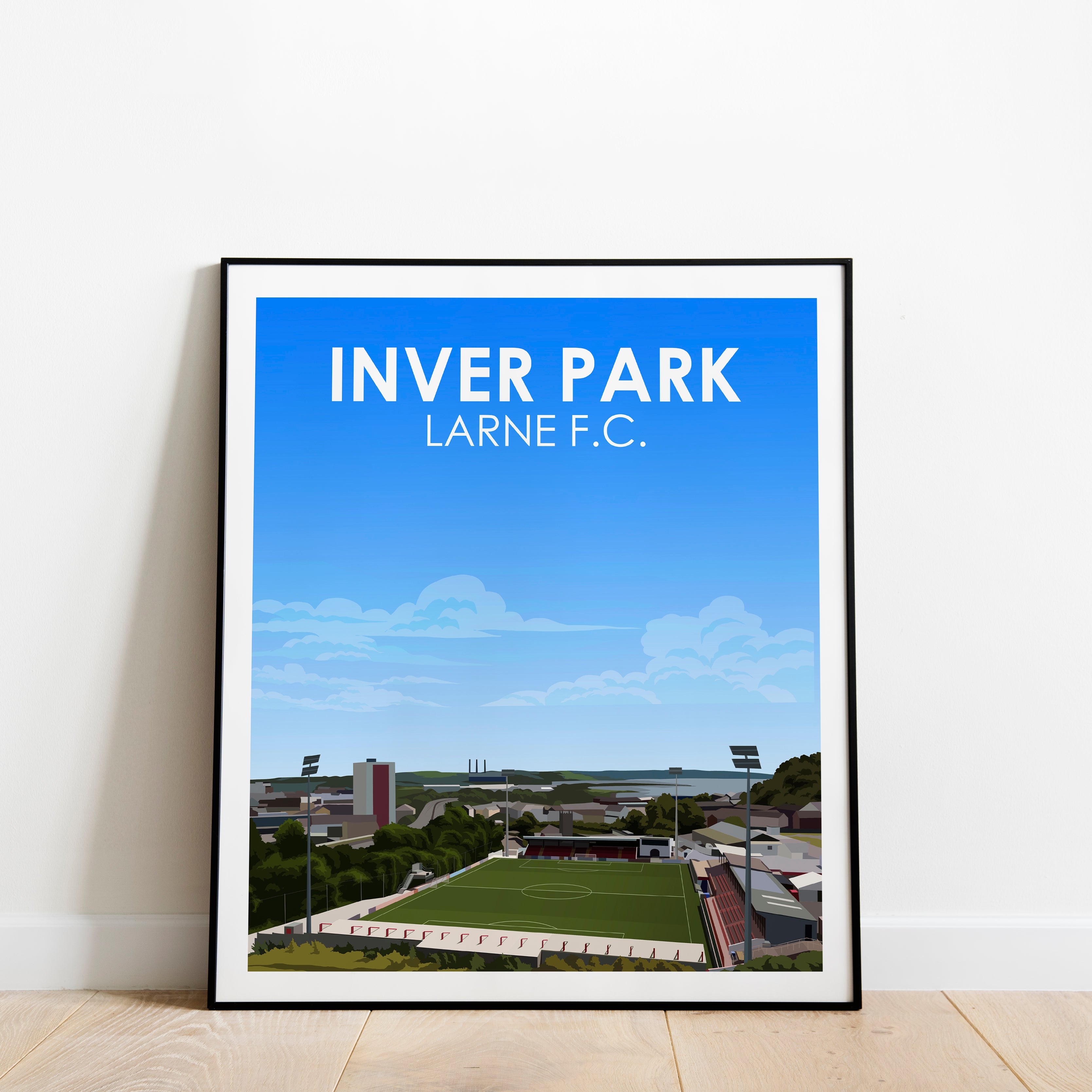 Inver Park Larne FC Schwerer Kunstdruck - Fußballpfosten - Perfektes Geschenk - Geburtstagsgeschenk für ihn