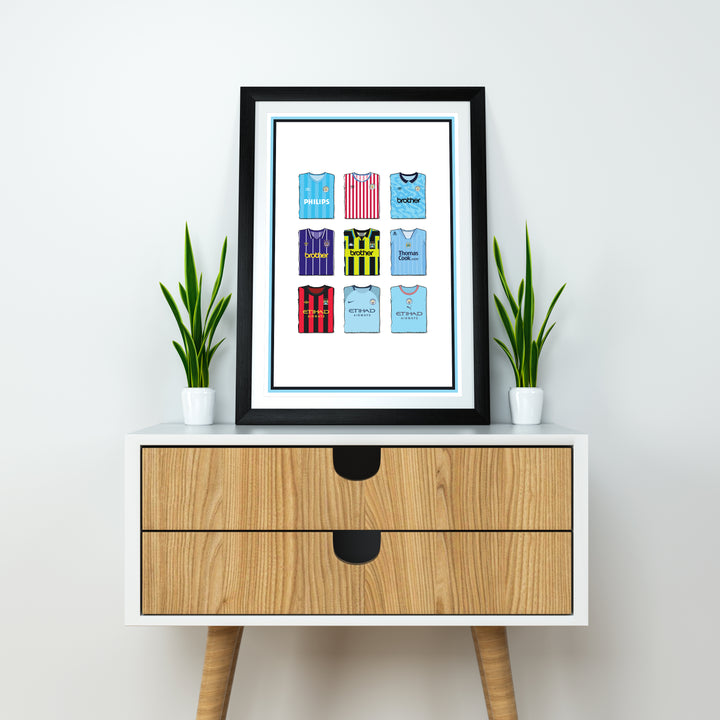 Manchester City Collection Heavyweight Art Print - Football Post - Perfect Gift - Birthday Present for Him