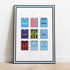 Manchester City Collection Heavyweight Art Print - Football Post - Perfect Gift - Birthday Present for Him