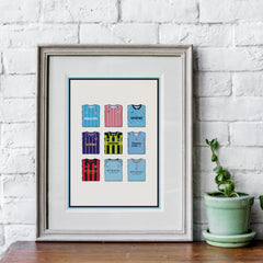 Manchester City Collection Heavyweight Art Print - Football Post - Perfect Gift - Birthday Present for Him