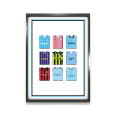 Manchester City Collection Heavyweight Art Print - Football Post - Perfect Gift - Birthday Present for Him