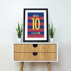 Messi Barcelona 15/16 (Rückseite) Kunstdruck auf schwerem Papier - Fußballpfosten - Perfektes Geschenk - Geburtstagsgeschenk für ihn