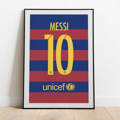 Messi Barcelona 15/16 (Rückseite) Kunstdruck auf schwerem Papier - Fußballpfosten - Perfektes Geschenk - Geburtstagsgeschenk für ihn