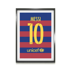 Messi Barcelona 15/16 (Rückseite) Kunstdruck auf schwerem Papier - Fußballpfosten - Perfektes Geschenk - Geburtstagsgeschenk für ihn