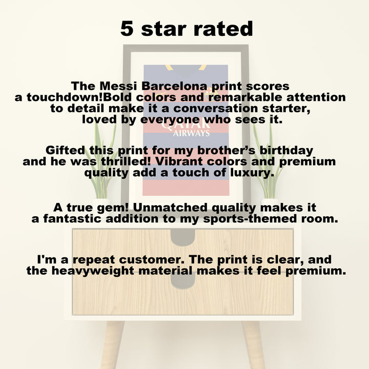 Messi Barcelona 15/16 (Rückseite) Kunstdruck auf schwerem Papier - Fußballpfosten - Perfektes Geschenk - Geburtstagsgeschenk für ihn