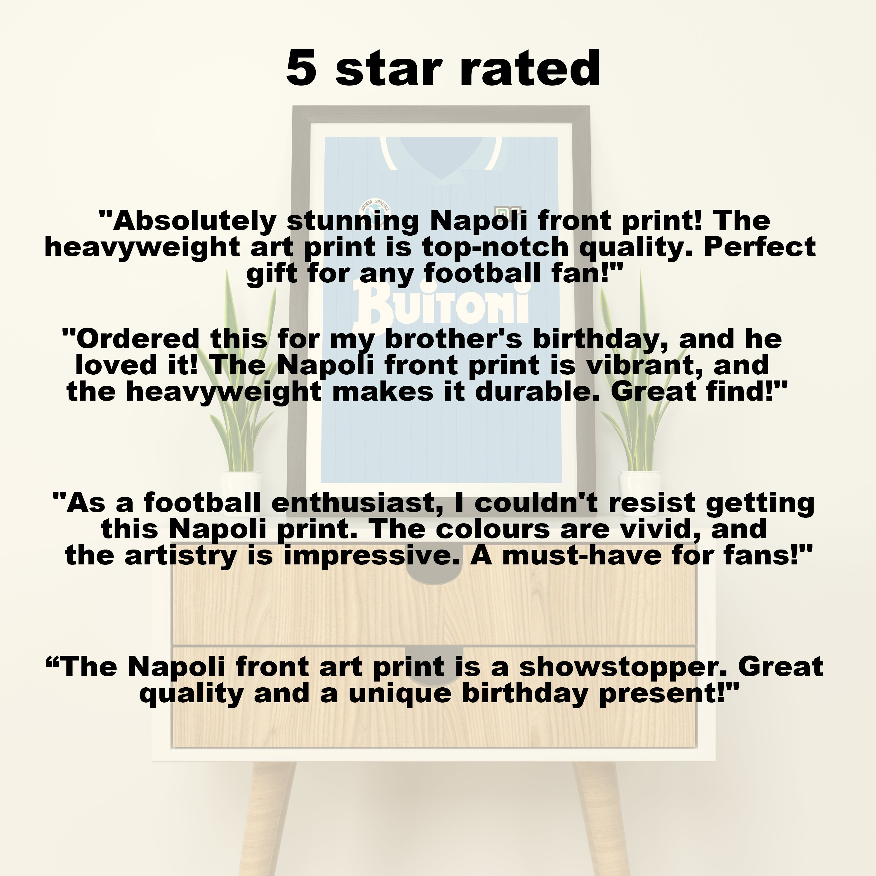 Napoli (Front) Heavyweight Art Print - Football Post - Perfect Gift - Birthday Present for Him