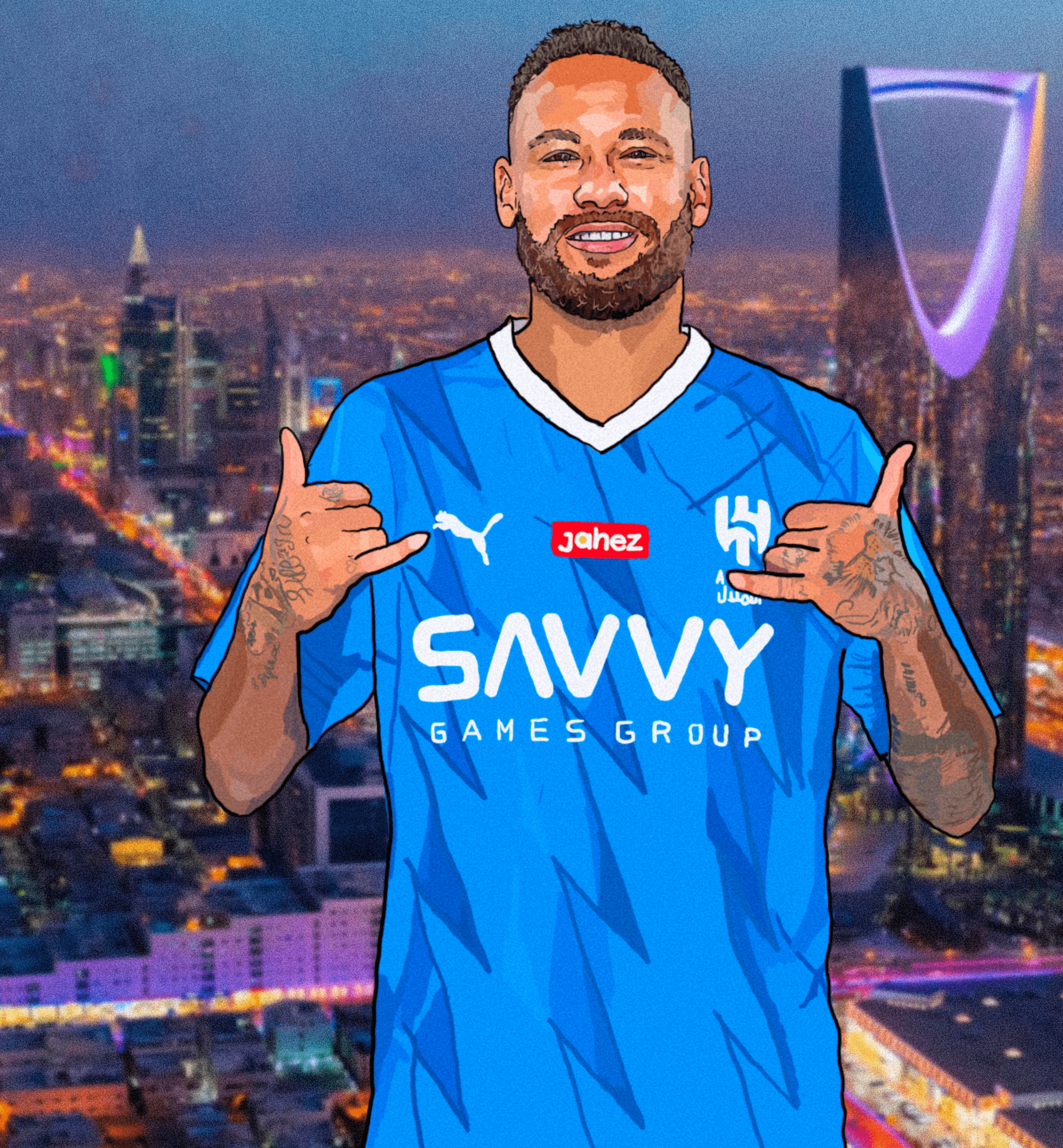 Neymar Al Hilal Schwerer Kunstdruck - Fußball-Post - Perfektes Geschenk - Geburtstagsgeschenk für Ihn