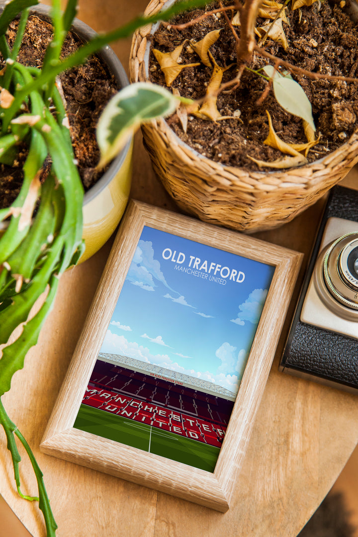 Old Trafford Heavyweight Art Print - Football Post - Perfect Gift - Birthday Present for Him