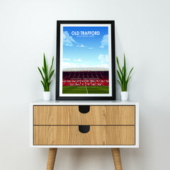 Old Trafford Heavyweight Art Print - Football Post - Perfect Gift - Birthday Present for Him
