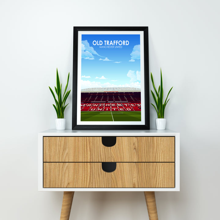 Old Trafford Heavyweight Art Print - Football Post - Perfect Gift - Birthday Present for Him