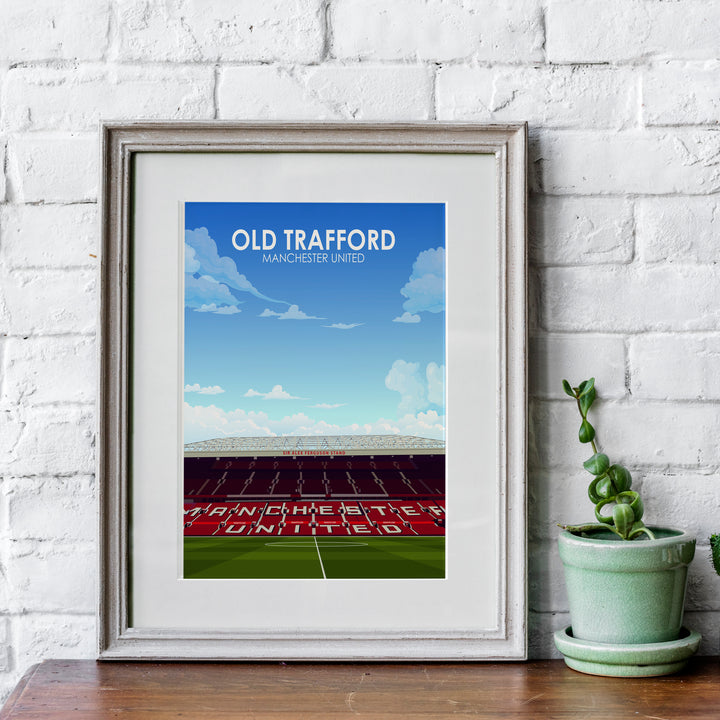 Old Trafford Heavyweight Art Print - Football Post - Perfect Gift - Birthday Present for Him
