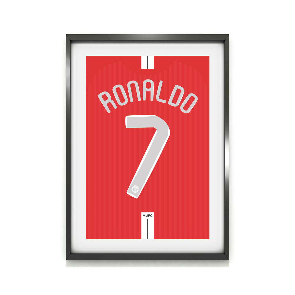 Ronaldo Manchester Utd 2007/08 (Rückseite) Hochwertiger Kunstdruck - Fußball-Poster - Perfektes Geschenk - Geburtstagsgeschenk für ihn