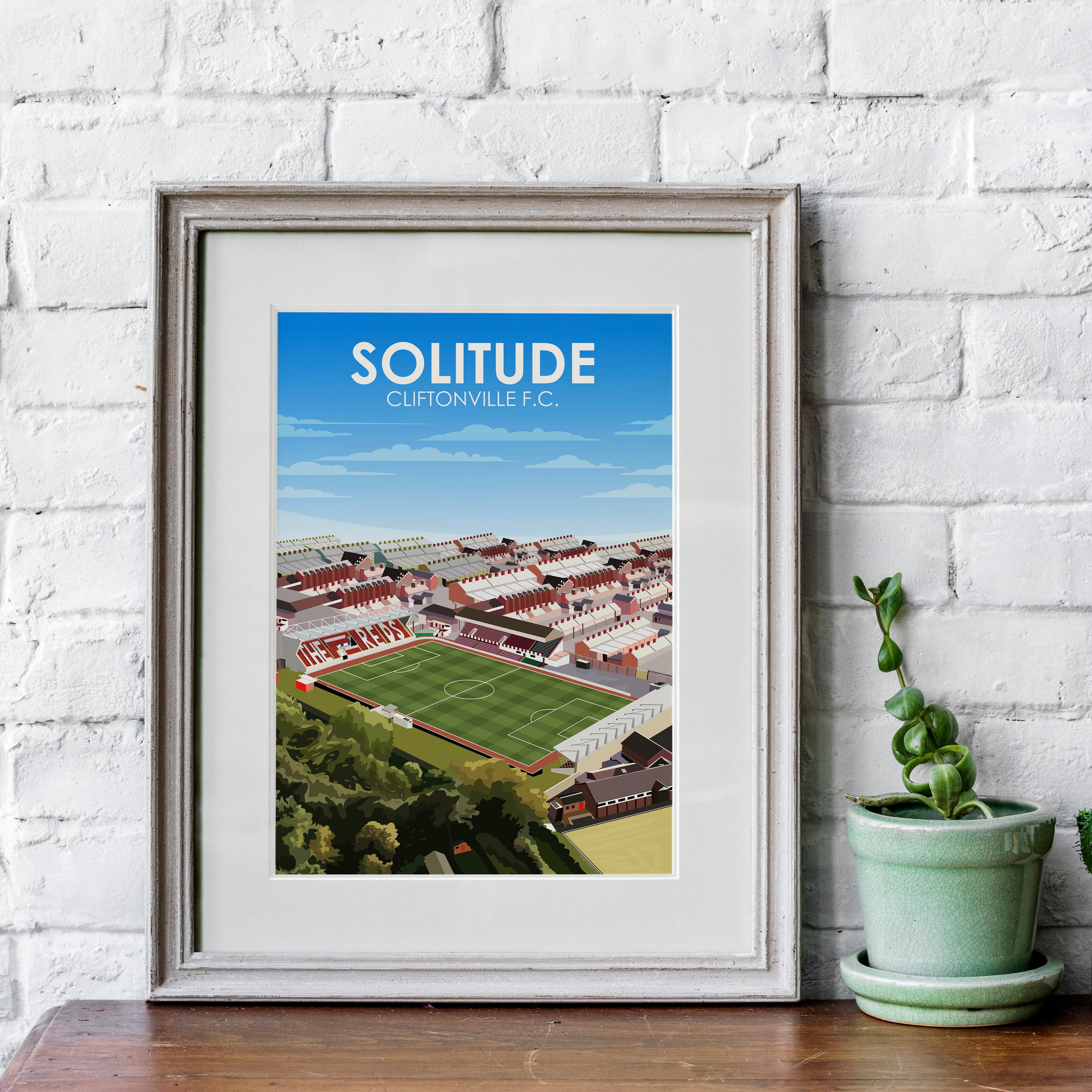 Solitude Cliftonville FC Kunstdruck auf schwerem Papier - Fußballpfosten - Perfektes Geschenk - Geburtstagsgeschenk für ihn