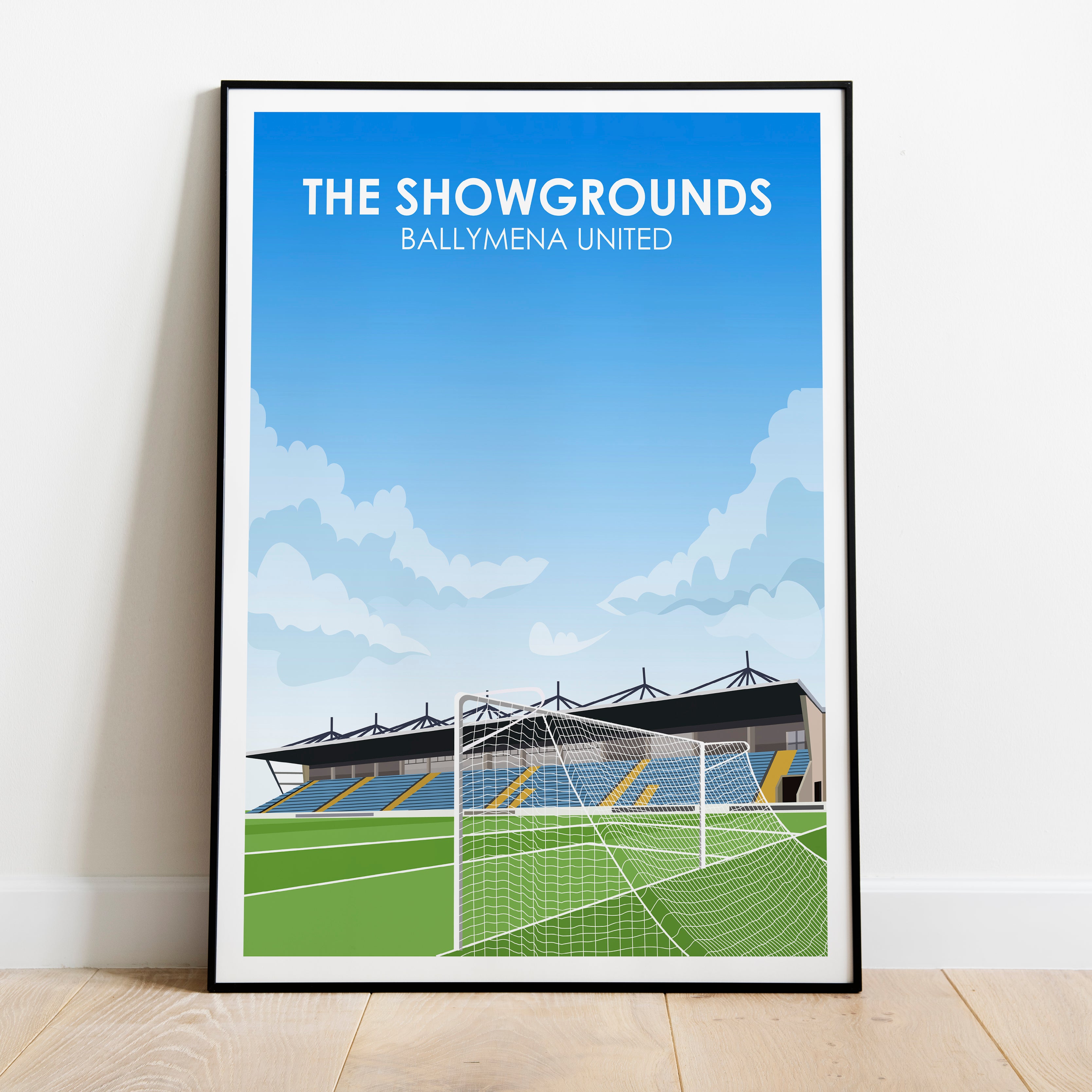 The Showgrounds Ballymena FC Kunstdruck auf schwerem Papier - Fußballpfosten - Perfektes Geschenk - Geburtstagsgeschenk für ihn