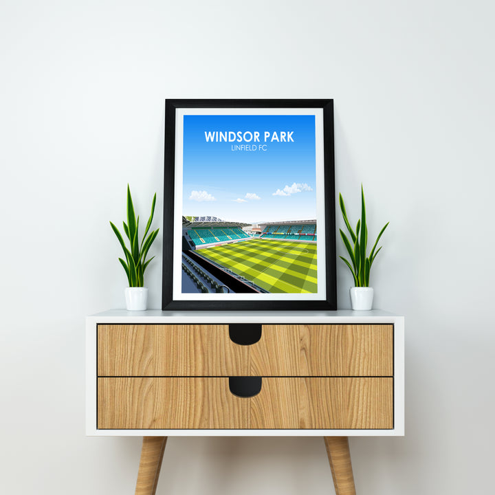 Windsor Park Linfield FC Heavyweight Art Print - Football Post - Perfect Gift - Birthday Present for Him