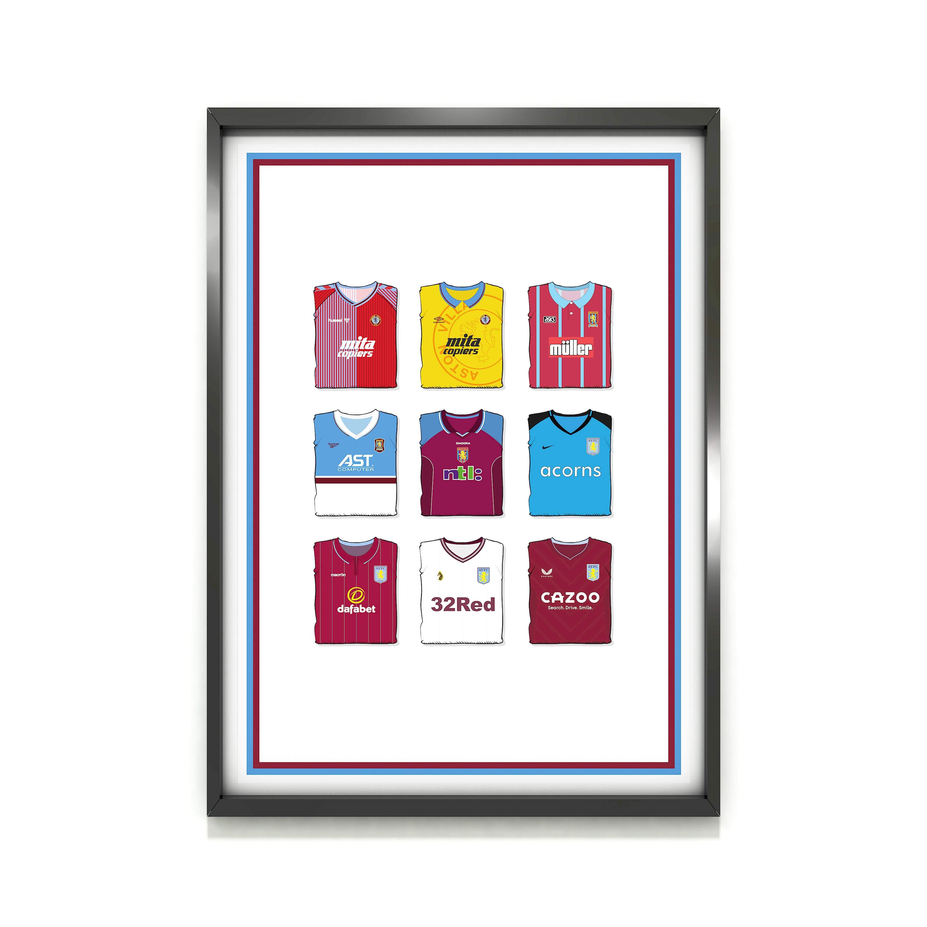 Aston Villa Collection Heavyweight Art Print - Football Post - Perfect Gift - Birthday Present for Him
