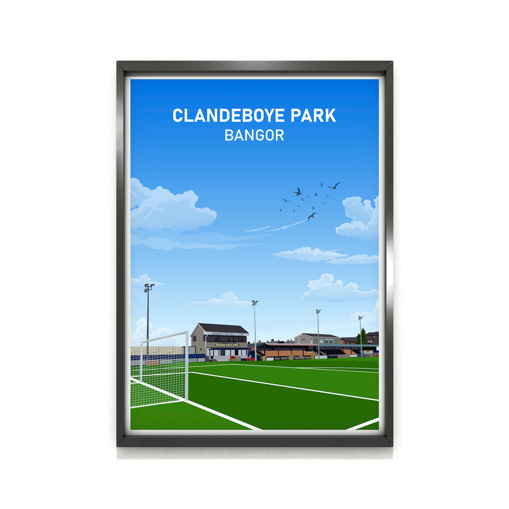 Bangor FC Clandeboye Park Schwerer Kunstdruck - Fußball-Post - Perfektes Geschenk - Geburtstagsgeschenk für Ihn