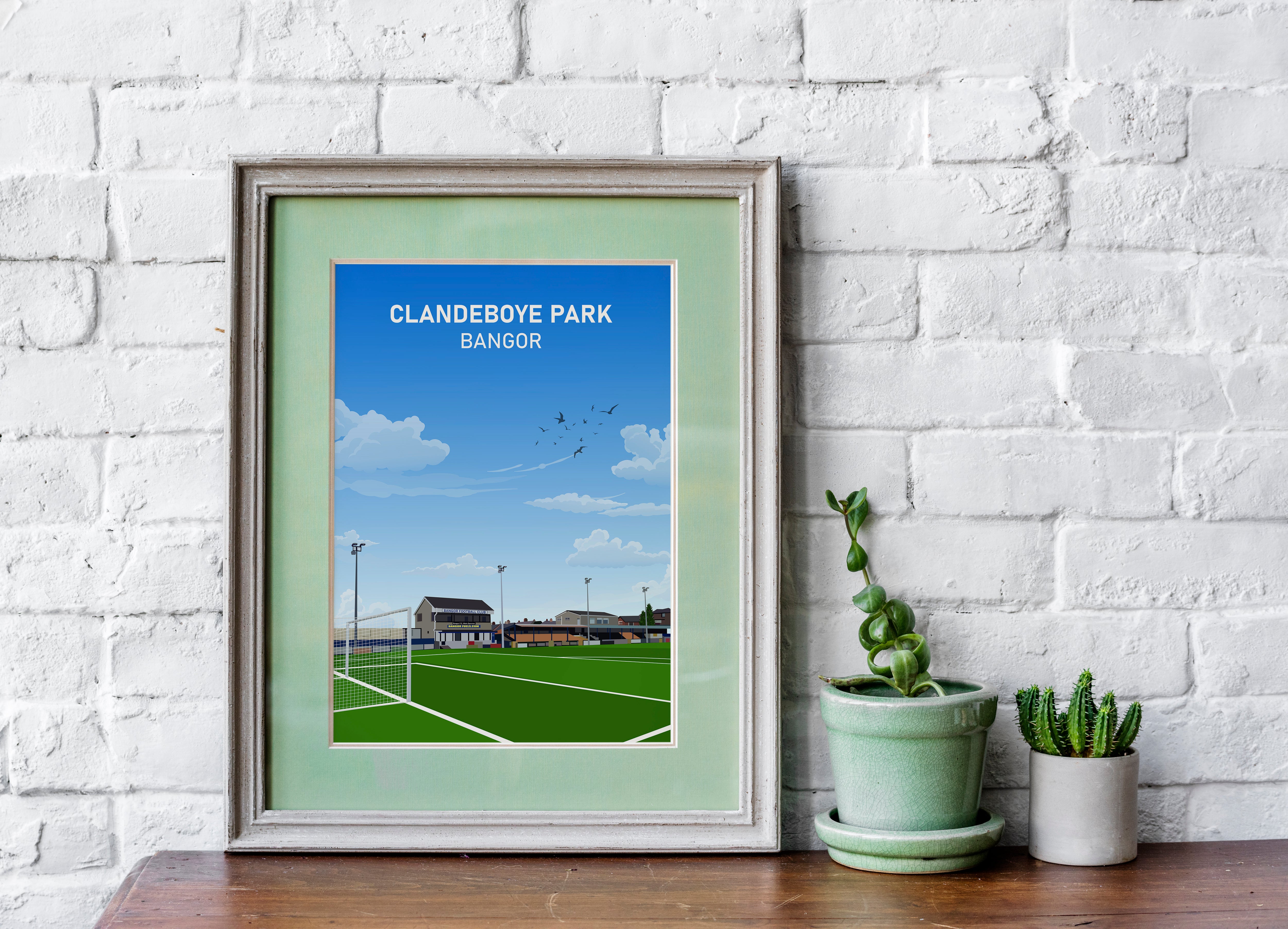 Bangor FC Clandeboye Park Schwerer Kunstdruck - Fußball-Post - Perfektes Geschenk - Geburtstagsgeschenk für Ihn