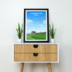 Bangor FC Clandeboye Park Heavyweight Art Print - Football Post - Perfect Gift - Birthday Present for Him
