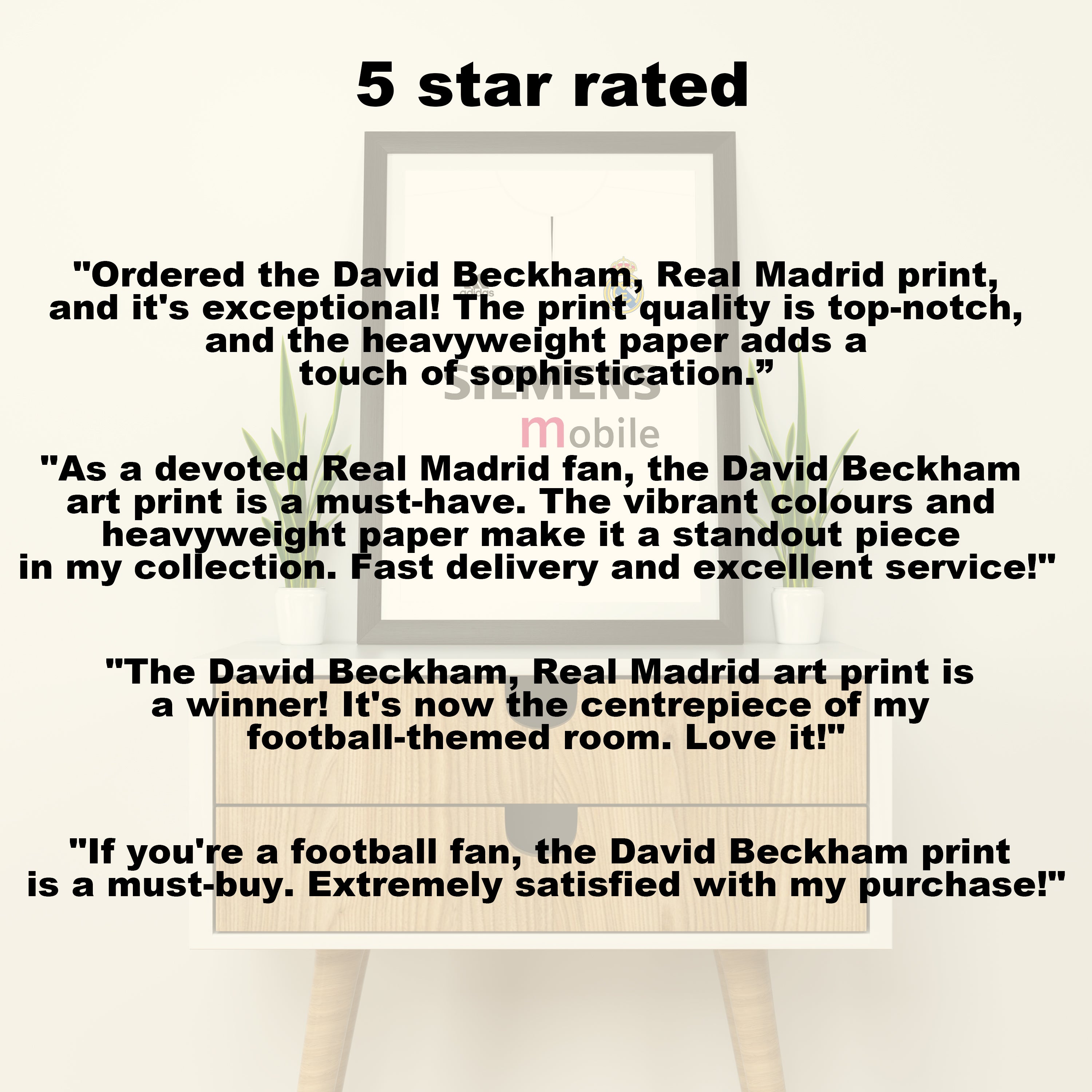 David Beckham Real Madrid (Delantero) Lámina de Arte Pesada - Póster de Fútbol - Regalo Perfecto - Regalo de Cumpleaños para Él