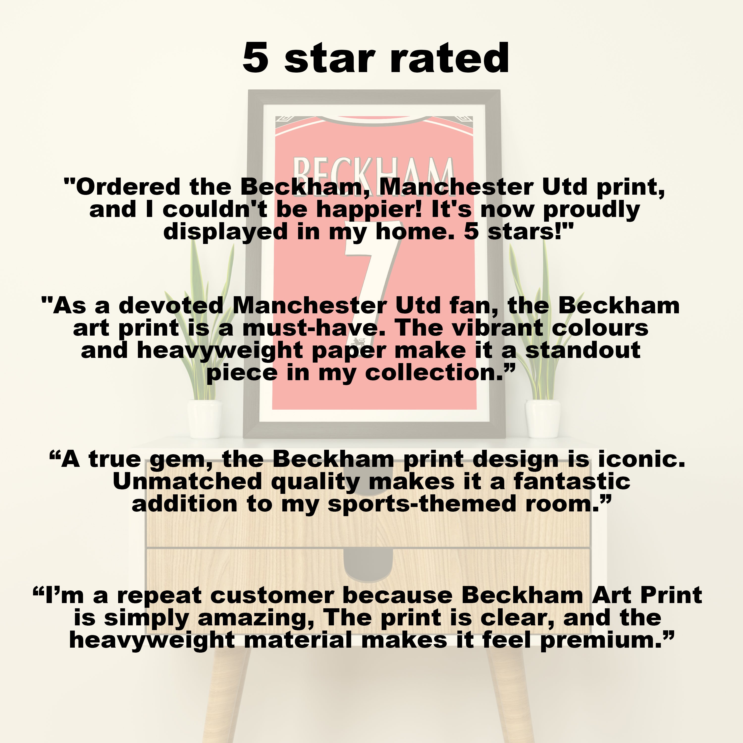 Beckham Manchester Utd (Rückseite) Kunstdruck auf schwerem Papier - Fußballpfosten - Perfektes Geschenk - Geburtstagsgeschenk für ihn