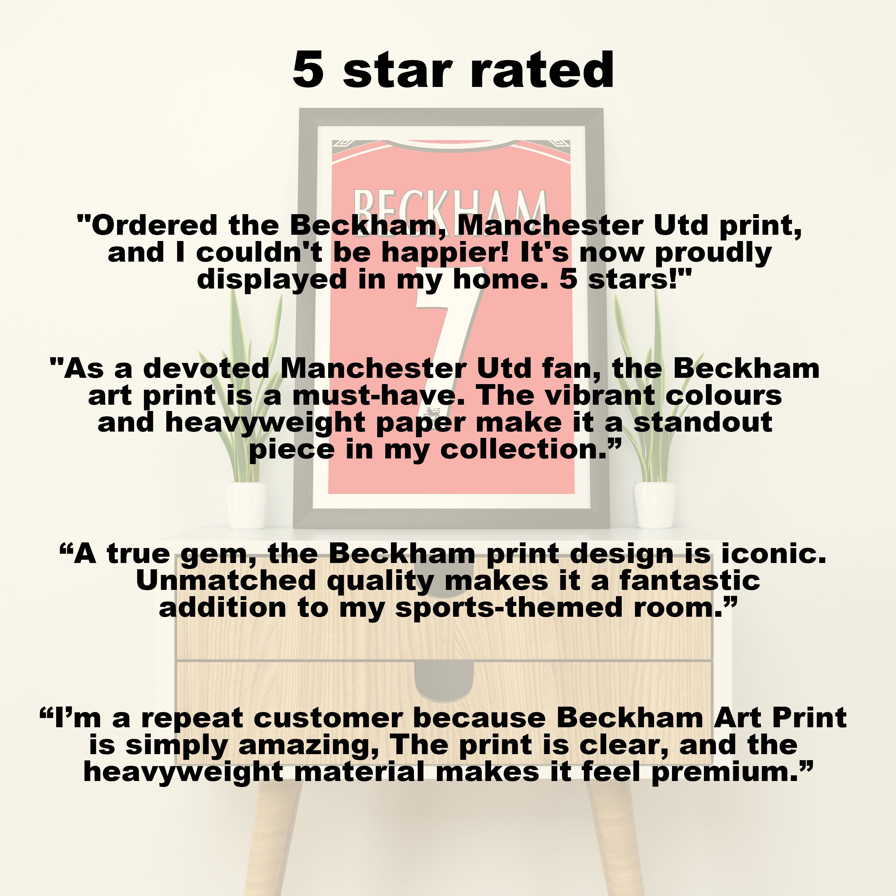 Beckham Manchester Utd (Front) Heavyweight Art Print - Football Post - Perfect Gift - Birthday Present for Him