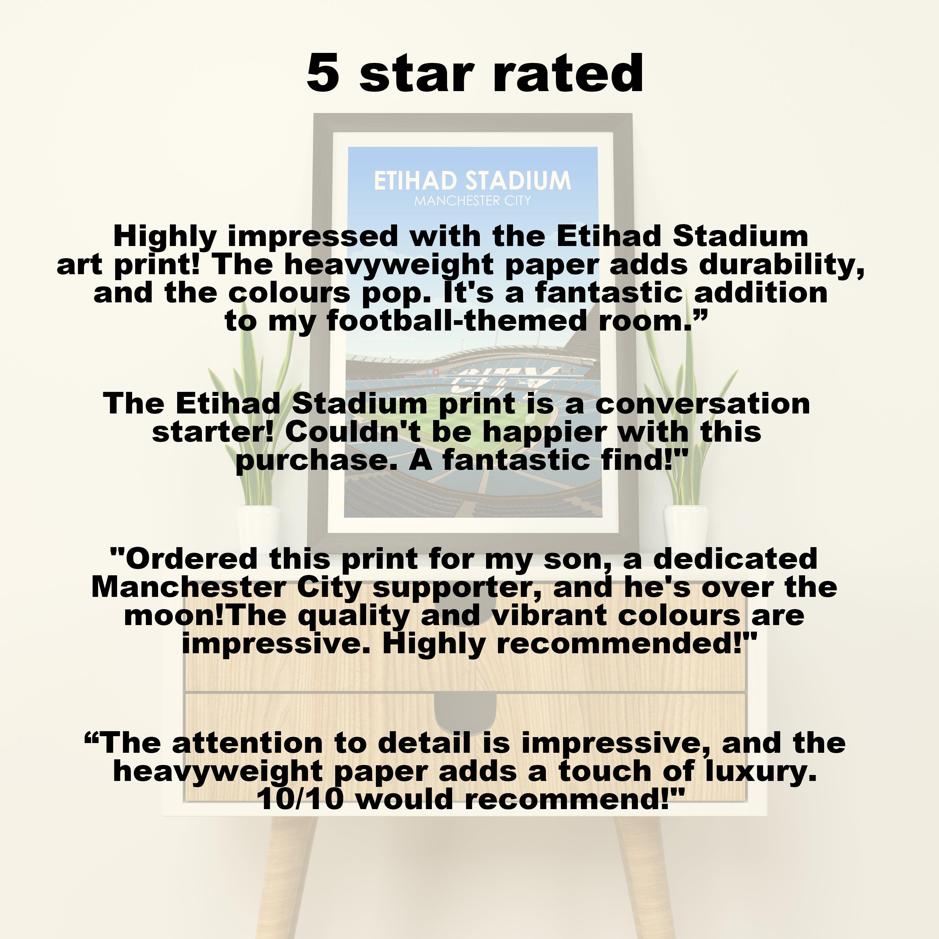 Etihad Stadium Kunstdruck auf schwerem Papier - Fußballpfosten - Perfektes Geschenk - Geburtstagsgeschenk für ihn