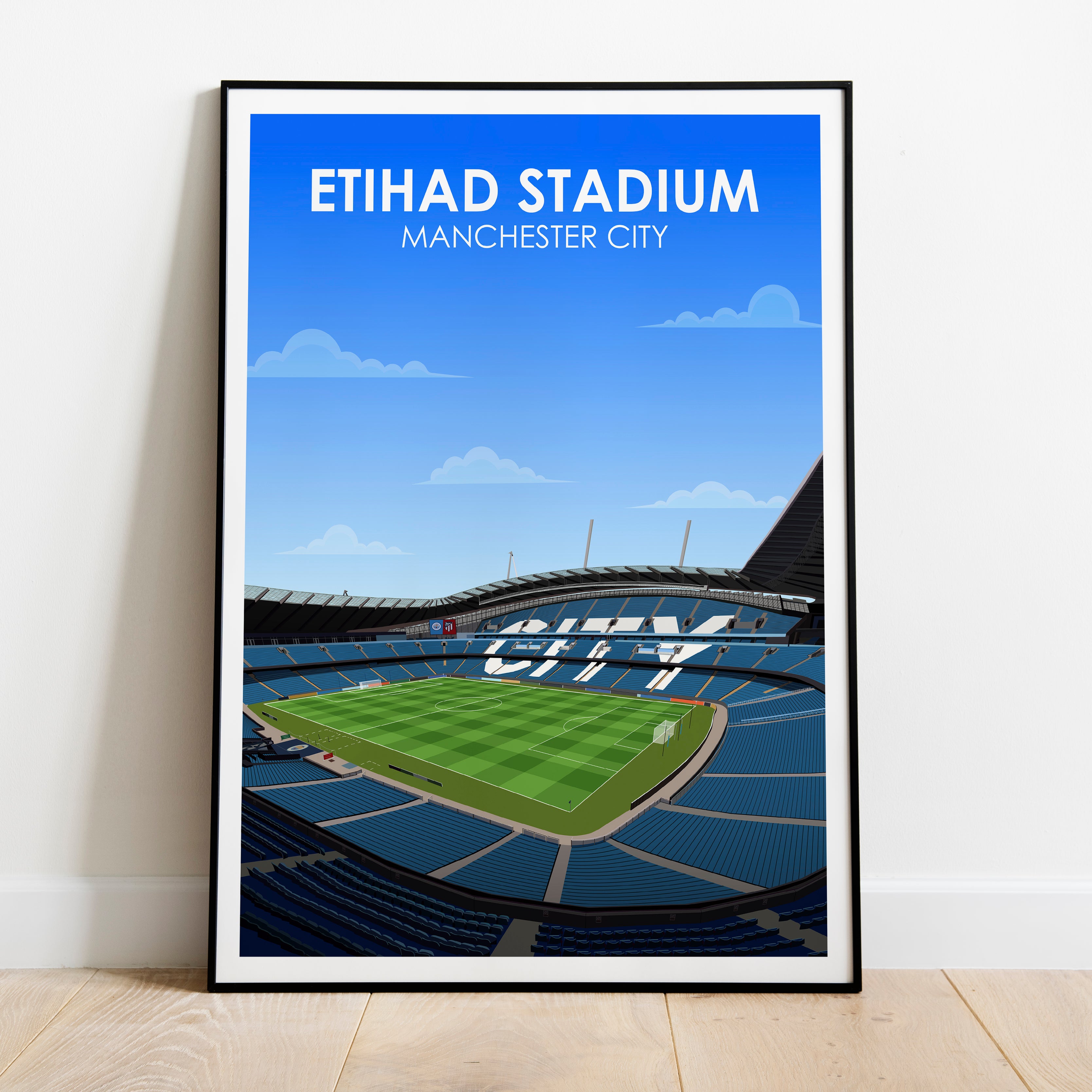 Etihad Stadium Kunstdruck auf schwerem Papier - Fußballpfosten - Perfektes Geschenk - Geburtstagsgeschenk für ihn