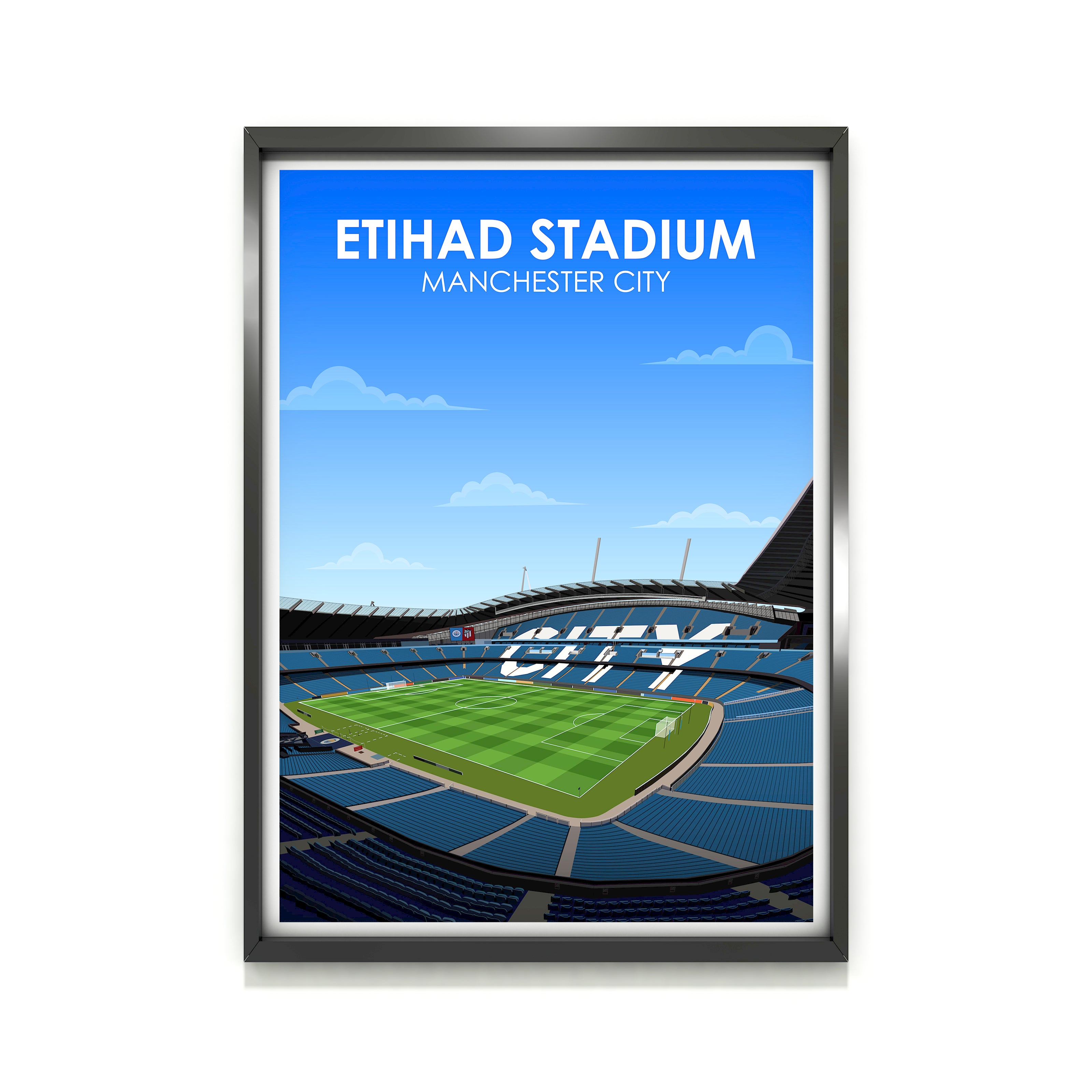 Etihad Stadium Kunstdruck auf schwerem Papier - Fußballpfosten - Perfektes Geschenk - Geburtstagsgeschenk für ihn