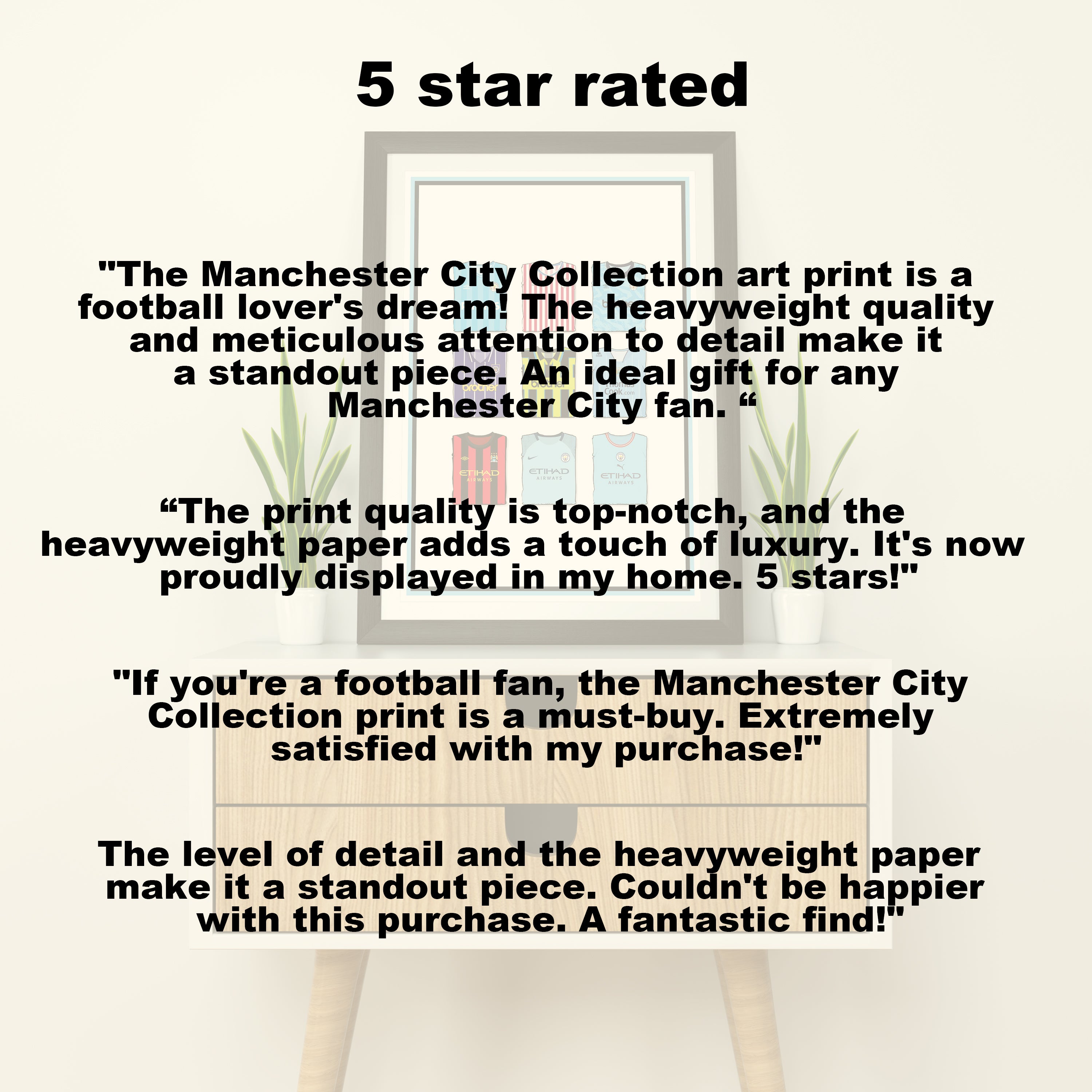 Manchester City Collection Heavyweight Art Print - Football Post - Perfect Gift - Birthday Present for Him