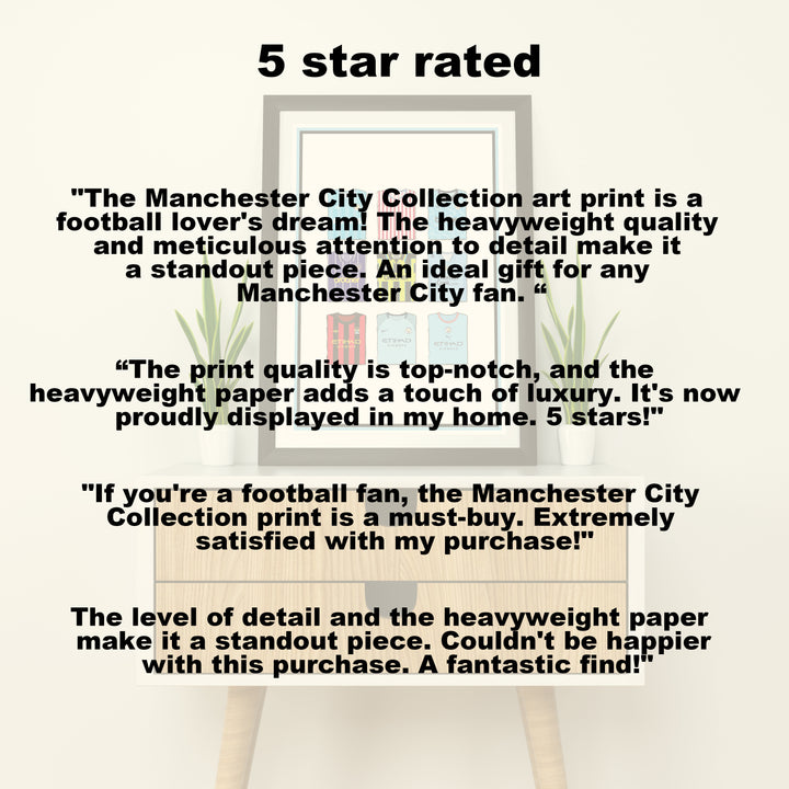 Manchester City Collection Heavyweight Art Print - Football Post - Perfect Gift - Birthday Present for Him