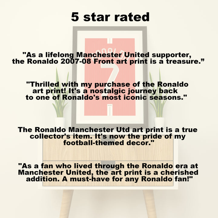 Ronaldo Manchester Utd 2007/08 (Back) Heavyweight Art Print - Football Post - Perfect Gift - Birthday Present for Him