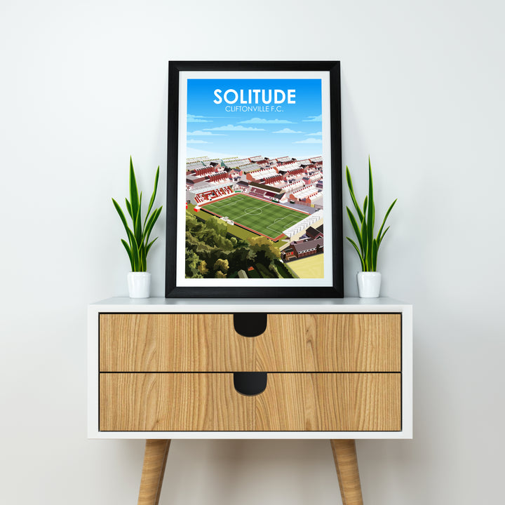 Solitude Cliftonville FC Heavyweight Art Print - Football Post - Perfect Gift - Birthday Present for Him