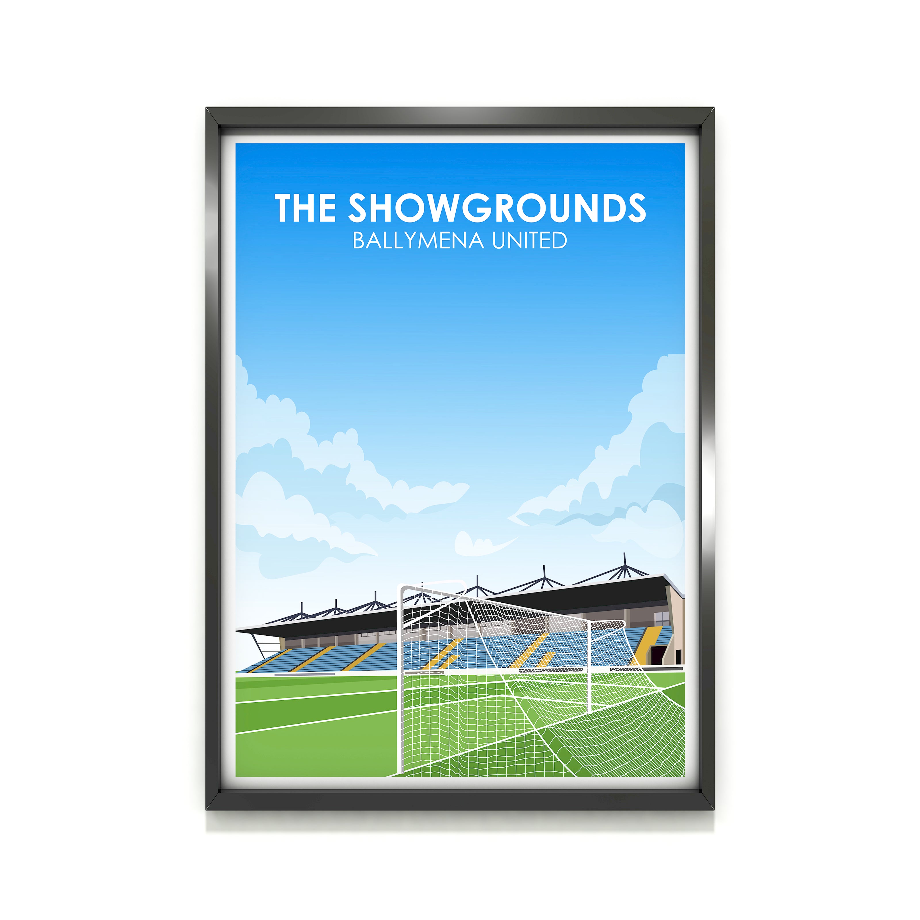 The Showgrounds Ballymena FC Kunstdruck auf schwerem Papier - Fußballpfosten - Perfektes Geschenk - Geburtstagsgeschenk für ihn