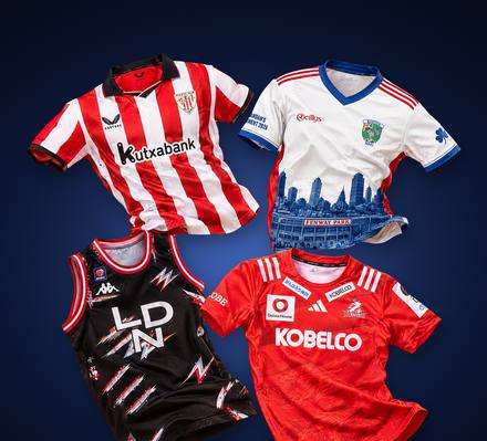 Athletic Bilbao, Boston GAA, London Lions and Kobe Steelers shirts